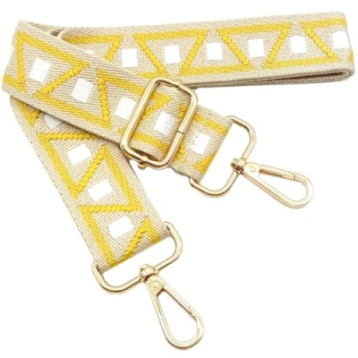 Image of 1106 Colorful Shoulder Strap for Women Handbag Wide Yellow White Adjustable with Gold Carabiner Durable Crossbody Bag, Handbag, DIY Accessories Girls,