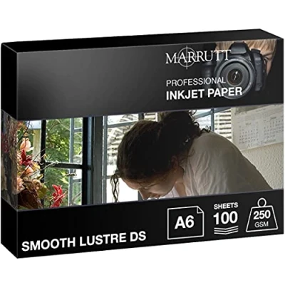Image of Marrutt 250gsm Smooth Lustre Double Sided Inkjet Photo Paper: A6 100 Sheets