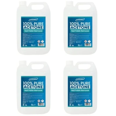 Image of Lucemill Pure Acetone Nail Polish Remover 4 x 5 litre Super Strength Formula Acrylic Kit Clear Liquid