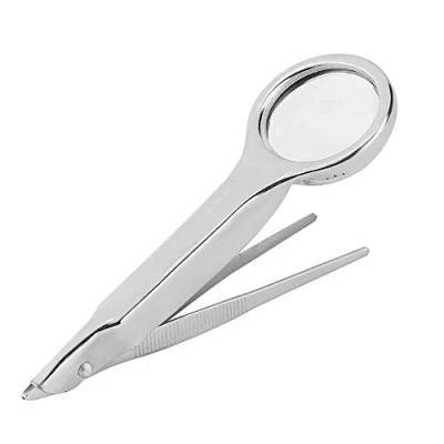 Image of Cimenn Tweezers with 10x Magnifiers, Portable Stainless Steel Multi functional Tweezer, Precision Magnifying Glass, Magnifier Glass Lens for Inspection Coins Maps Jewelry Stamps
