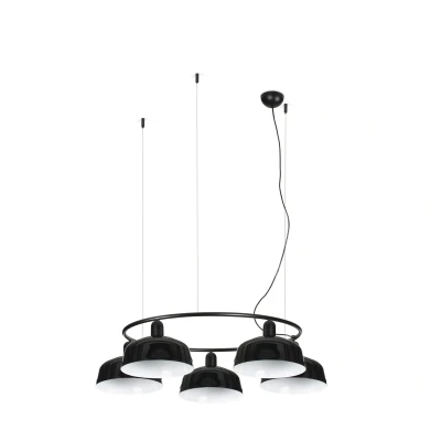 Image of Tatawin Medium Pendant Ceiling Light , Gloss Black 5x E27