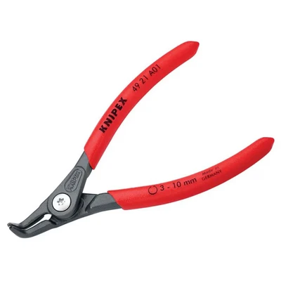 Image of Knipex Precision Circlip Pliers for external circlips on shafts grey atramentized, with non slip plastic coating 130 mm (self service card/blister) 49 21 A01 SB