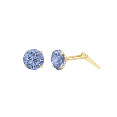 Image of 9ct yellow gold 2mm round tanzanite crystal Andralok stud earrings/Gift box