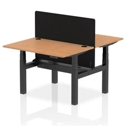 Image of Air B2B 1200x800mm Adjustable 2P Bench Desk CP Oak/Black + Screen