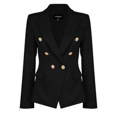 Image of Womens Double Breasted Military Style Blazer Ladies Coat Jacket Black
