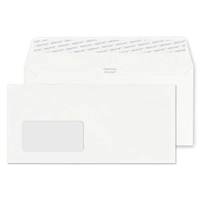 Image of Blake Envelopes Creative Colour 250W Briefumschläge Haftklebung Mit Fenster Ice Weiß DL+ 114 x 229 mm 120g/m² 500 Stück