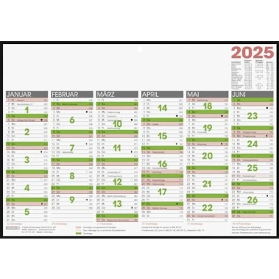 Image of BRUNNEN Blackboard Calendar (2025), 1 Page = 6 Months, A4 Landscape