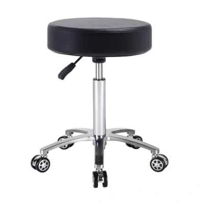 Image of Massage Stool Chair on Wheels for Beauty Kitchen Salon Home Office, Adjustable High Rolling Swivel (Black)