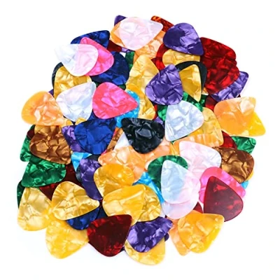 Image of Alnicov 120Pcs Celluloid Guitar Picks,0.5mm Picks for Bass Electric Acoustic Guitars Random Color