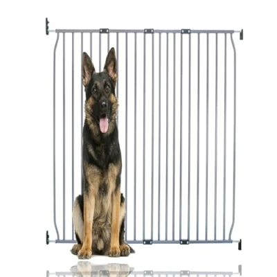 Image of Bettacare Extra Tall Eco Screw Fit Pet Gate, Grey, 130cm 140cm, Gate 100cm in Height, Fitted Dog Safety for Puppy