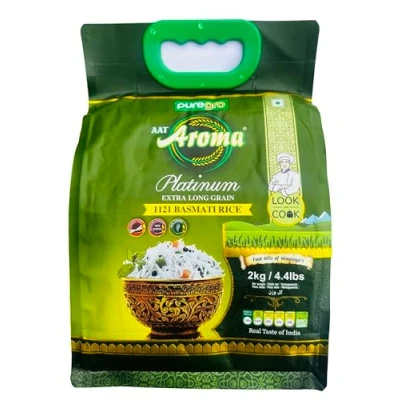 Image of Puregro Basmati Rice 2kg Platinum Extra Long Grain Aroma 1121 Real Taste of Premium Quality.