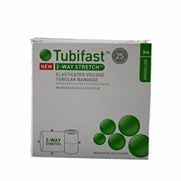 Image of TUBIFAST GREEN LINE 5CM X 3M(NEW) 2 WAY STRETCH ELASTICATED VISCOSE TUBULAR BANDAGE FOR DRESSING RETENTION 3M