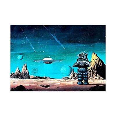 Image of Wee Blue Coo Film Robby Robot Forbidden Planet Space Stars Picture Wall Art Print