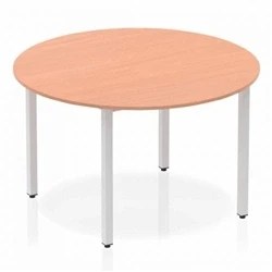 Image of Impulse 1200mm Circle Table Beech Top Silver Box Frame Leg BF00196