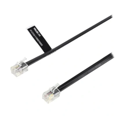 Image of Valueline Telecom Cable RJ10 (4P4C) Male Flat 1.00 m Black [VLTP90101B10]