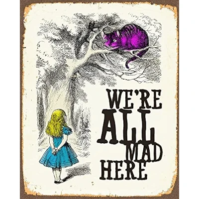 Image of Alice in Wonderland Retro Vintage Metal Sign, Plaque, Decorative Wall Art, Choice of Designs (I Knew Who I was This Morning)
