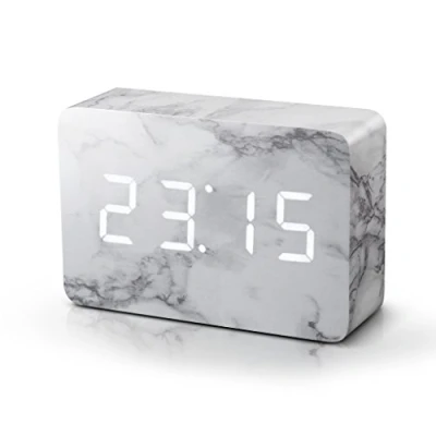 Image of Gingko Design GK15W5 Alarm Clock, Wood, Marble, One size