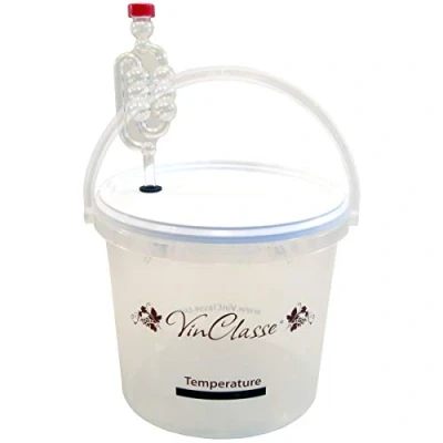 Image of VinClasse 5 Litre Clear Fermenting Bucket With Airlock &amp; LCD Temp Strip
