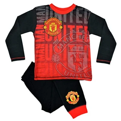 Image of Manchester United Official Crest 33896 Cotton Pyjamas Set 4 5 Years Red