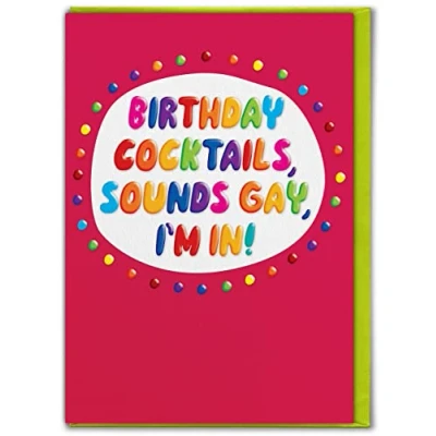 Image of Brainbox Candy Funny Embossed Birthday Card &#039;Birthday Cocktails&#039; Happy Cards For Him Her Friends Cheeky Novelty Humour