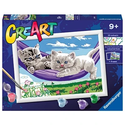 Image of Ravensburger 202140 CreArt D Series Kittens in The Hammock, Paint 9+ Years, Single, Multi Coloured