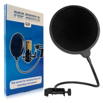 Image of Heavy Duty Easy Use Microphone Swivel Pop Filter Double Layer Sound Shield Guard