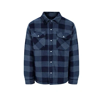 Image of Champion Mens Kinross Fleece Padded Lumberjack Style Shirt Blue 3XL
