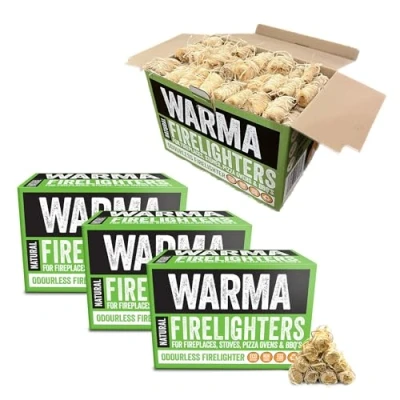 Image of 800 Natural Firelighters Eco Wood Wool Firestarters Sustainabe Ready to Burn &amp; Non Toxic For Outdoor Garden Open Fires Pizza Ovens BBQ&#039;s Cooking Stove Grills Barbecue Burner Fire Pits
