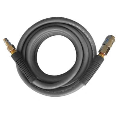 Image of PVC/Rubber Hybrid Air Hose Grey with 1/4&quot; Europe Steel Quick Coupler and Plug Fittings, 10m Length