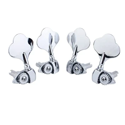 Image of Guyker Open Frame Electric Bass Machine Head (2R + 2L) 1:20 Ratio Gear Tuners Tuning Key Pegs chrome