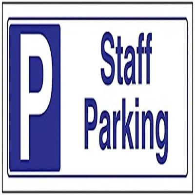 Image of V Safety Staff Parking Garage Sign 300mm x 100mm 1mm Rigid Plastic
