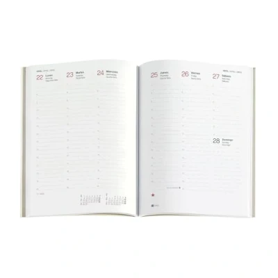 Image of Miquelrius 2024 Annual Diary Cover, Vertical Week View, Plus Size 155 x 213 mm (Similar A5), Spanish, Portuguese and English