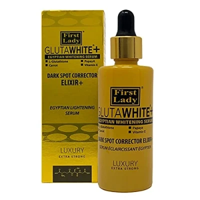 Image of First Lady Glutawhite+ Egyptian Skin Brightening Beauty Elixir+ Serum 60ml with L Glutathione, Papaya, Carrot, Vitamin E dark spot remover for face