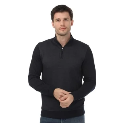 Image of Ted Baker Mens Bits Textured Funnel Neck Sweater in Black Textile Size X Large