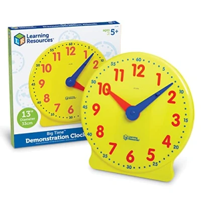 Image of Learning Resources Big Time clock, Analog Homeschool, 12 Hour Pre School, Telling the EYFS, Ages 5+, Yellow