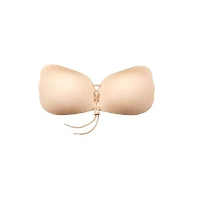 Image of Bye Bra Lace It Sujetador adhesivo push up sin costuras, autoadhesivo ajustable, tirantes y espalda con cordón de cierre frontal, tamaños taza: A E en beige, negro o blanco
