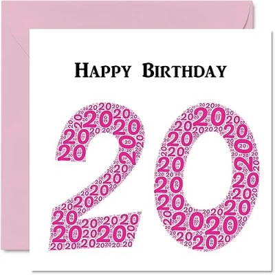 Image of Fun 20th Birthday Cards for Woman Shapecloud Happy Card Son Daughter Brother Sister Grandson Granddaughter Niece Nephew Uncle, 145mm x Greeting Cards,