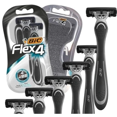 Image of Bic flex 4 Men&#039;s Razor (3 pack x2) Women&#039;s Blade Hair Remover Manual Shaving Razors for Men Women Adult Comfortable Clean Shave Rasage Extra Doux by TradeProvider®