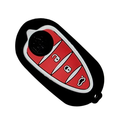 Image of Happyit Silicone Car Key Case Cover for Alfa Myth 159 GTO Giulietta Romeo 4C GTA m38 3 Buttons Fob (Black)