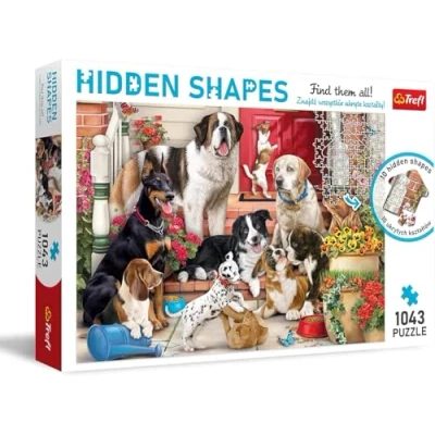 Image of Trefl Hidden Shapes Doggy Fun 1043 Piece Jigsaw Puzzles for Adults Find The Elements