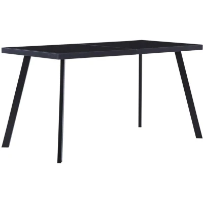 Image of vidaXL Dining Table Black 140x70x75 cm Tempered Glass