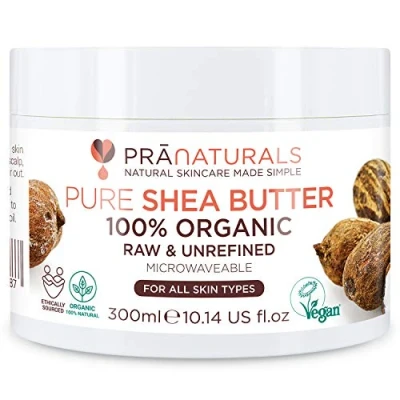 Image of PraNaturals 100% Organic Shea Butter 300ml, Pure Raw Unrefined A Grade African Ivory All Natural, Smooth Nut Lip Balm Body Moisturiser Cream Lotion for Skin Face Hair Type