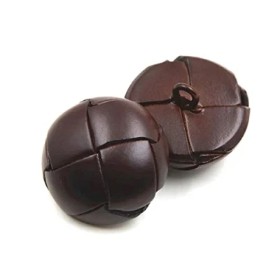 Image of xlygood 5pcs Genuine Leather Covered Buttons 15mm 26mm Black Brown Button for Coats Jacket Buttons, Coffee,
