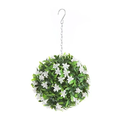 Image of Best Artificial [TM 23cm Lily Topiary Hanging Flower Ball **UV Fade Protected** (White)