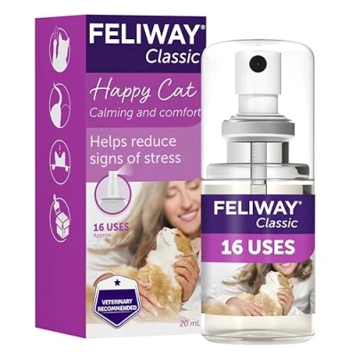 Image of Feliway Classic 20ml Spray, Anxiety Relief Pheromone Spray For Cats With Approximately 16 Uses, Calm Your Cat And Reduce Behavioural Issues Stress