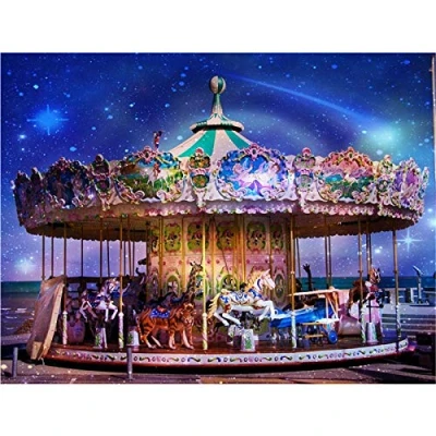 Image of DIY 5D Diamond Painting Kit Full Drill Park Carousel by Number Kits for Adults,Crystal Rhinestone Embroidery Cross Stitch Pictures Arts Crafts Home Wall Decor 30x40cm/12x16inch