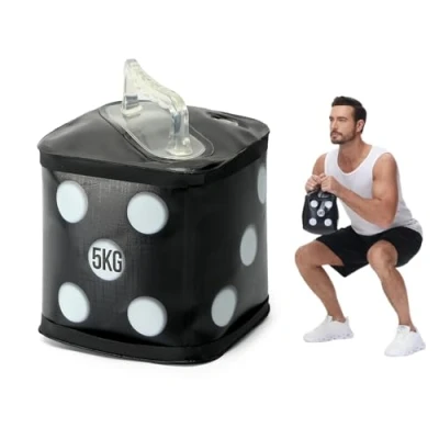 Image of DEIRIS Travel Kettlebells, Water Filled Kettlebells Set, Fitness Exercise Dice 5 KG, Adjustable Kettle Bell Set for Strength Training, Core Training (Black: 5kg per piece)
