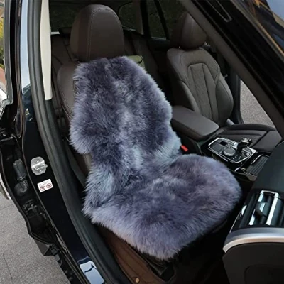 Image of Altlue Real Genuine Sheepskin Car Seat Covers For Cars SUV Trucks Van Motorhome Front Seats Fluffy Authentic Universal (1 Piece)