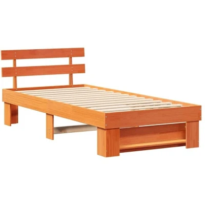 Image of With Headboard Wax brown 80 x 200 cm Solid pine wood Vidaxl