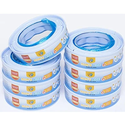 Image of Mom&#039;s Aide nappy bin refill cassettes Only compatible with Simplee Sangenic Pack of 8, not any Angelcare bins &amp; Tec Twist Click